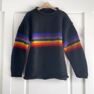 Incredible Vintage Avatar Retro Rainbow Striped Wool Sweater - L/XL